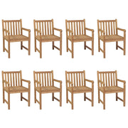 Sedie da Giardino 8 pz e Cuscini Grigio Talpa Massello di Teak 3073081