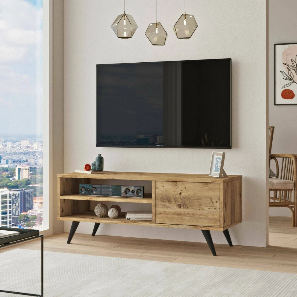 Mobile porta TV Max, Credenza da soggiorno, Armadio basso per TV, Base parete attrezzata, 110x40h44 cm, Quercia