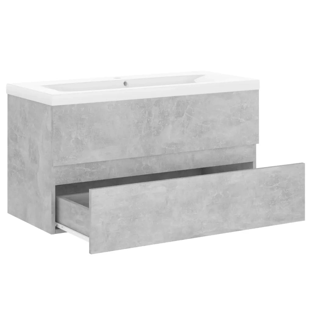 Mobile con Lavabo Integrato Grigio Cemento in Legno Multistrato 3071562