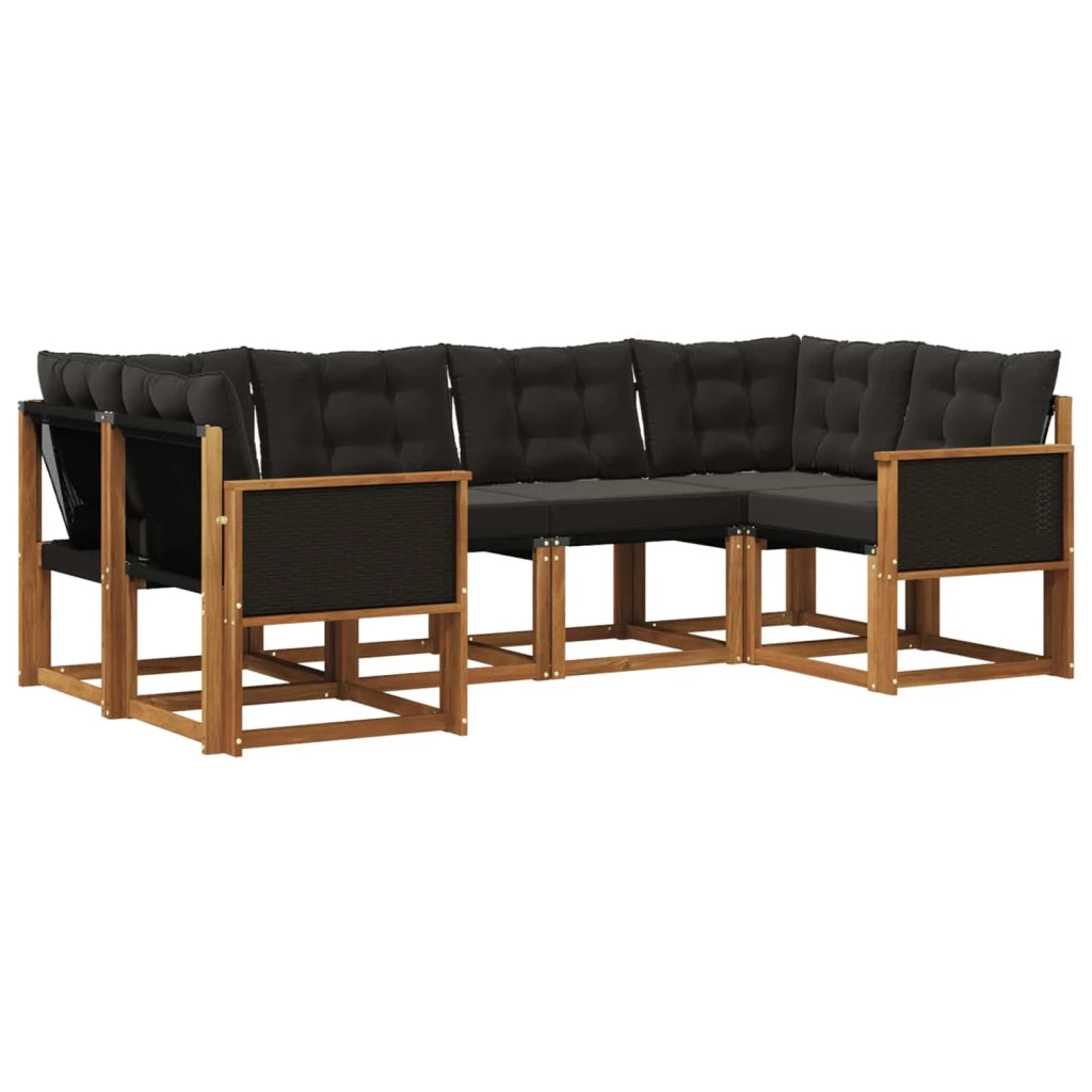 Set di divani da esterno 6 pz Naturale e Nero 3382168