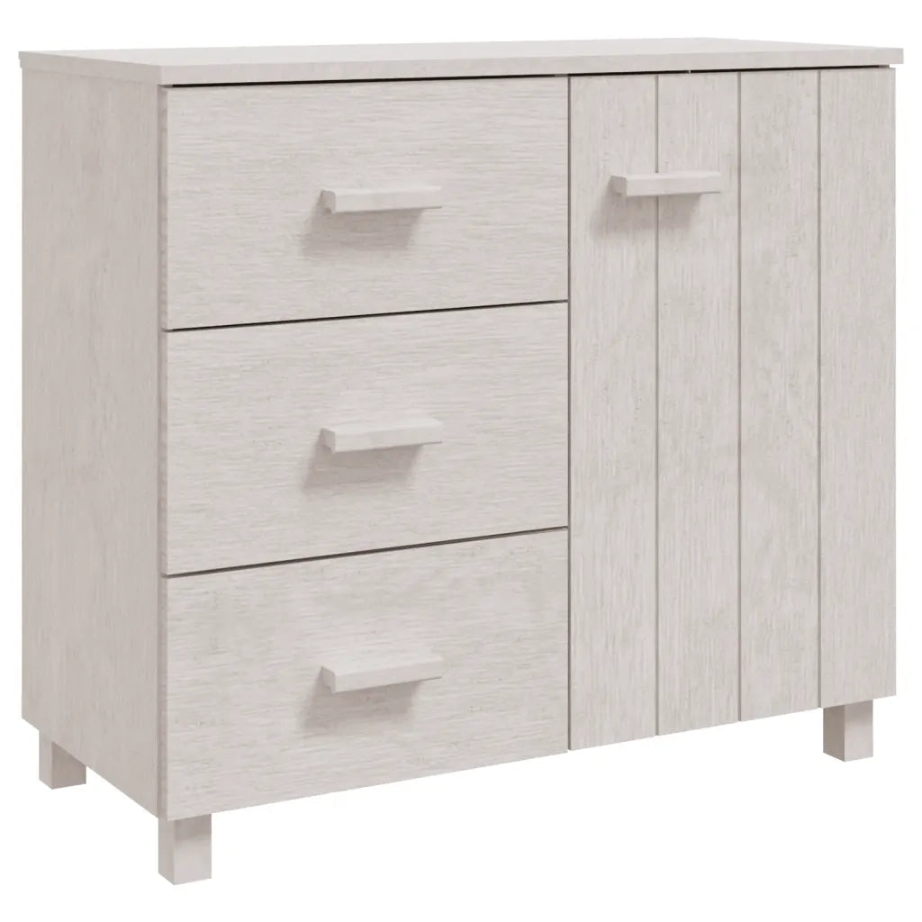 Credenza-Buffet-Armadio da cucina HAMAR Bianca 90x40x80 cm in Legno Massello di Pino