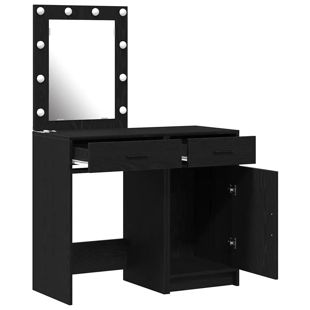 Toeletta | Tavolo da Trucco 2 pz Nero 50 x 41 x 135 cm Legno multistrato