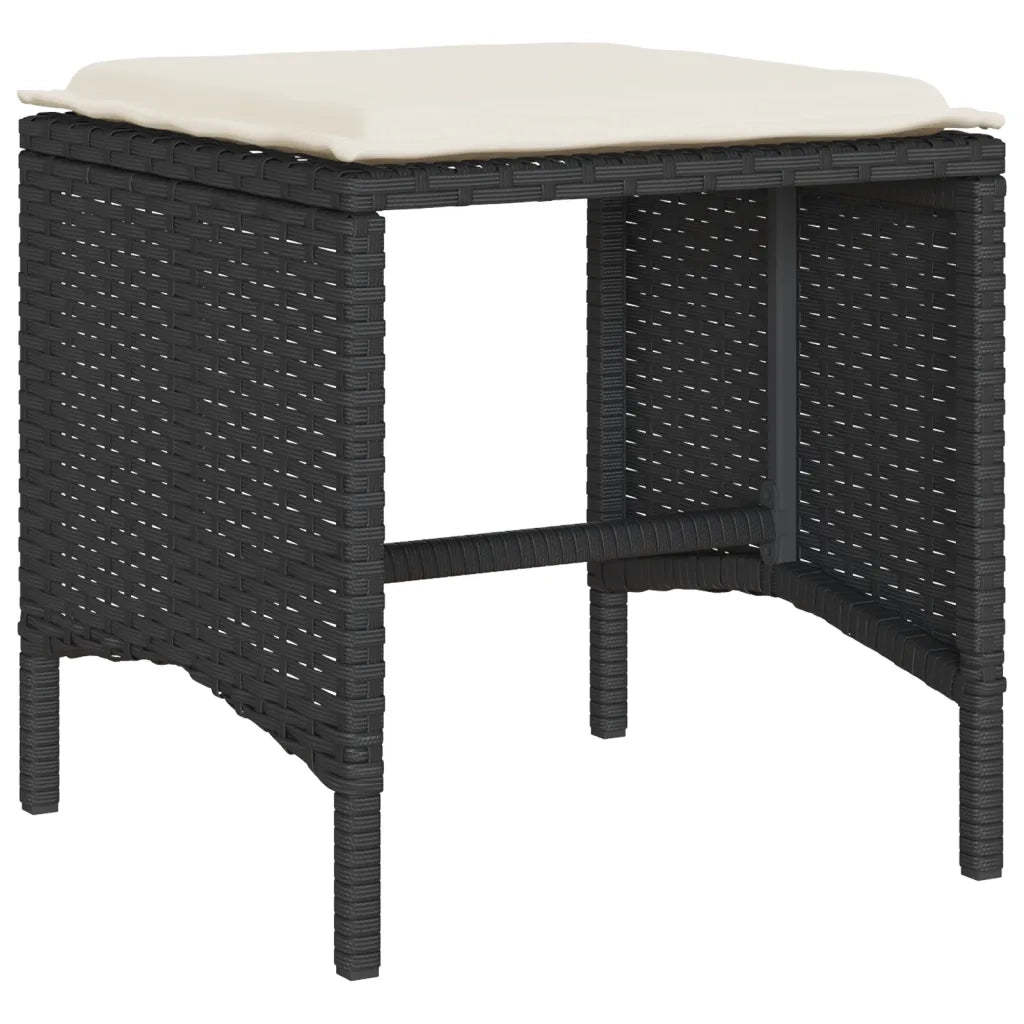 Set Divano da Giardino 6 pz con Cuscini Nero in Polyrattan 3213548