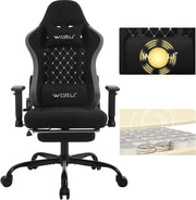 Sedia Gaming con Massaggiatore, Poltrona Ufficio Ergonomica, Sedia da Scrivania reclinabile, Poggiatesta,Supporto Lombare, 150 kg, Tessuto tecnologico, Nero+Grigio