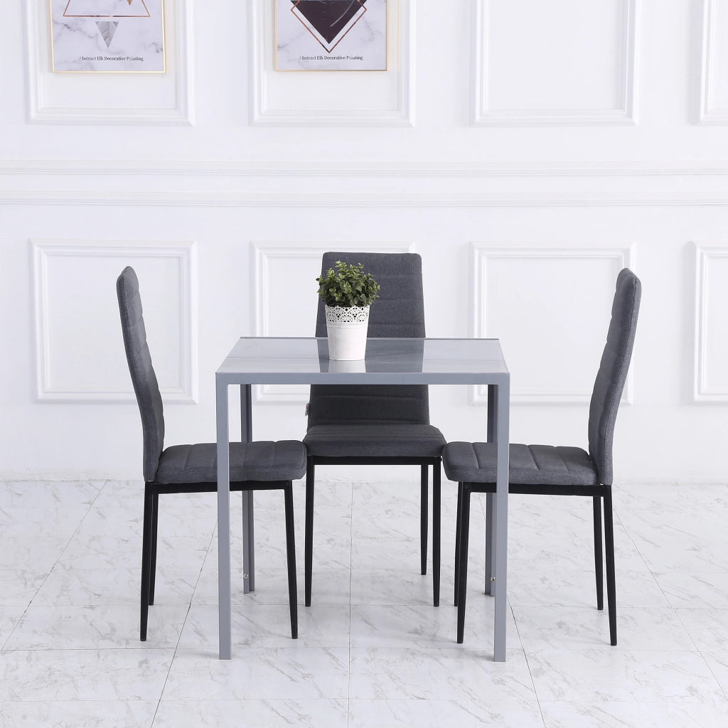 Tavolo da Pranzo Quadrato in Vetro per 4 Persone ¨C zephmum ¨C Grigio 75x75x75 cm