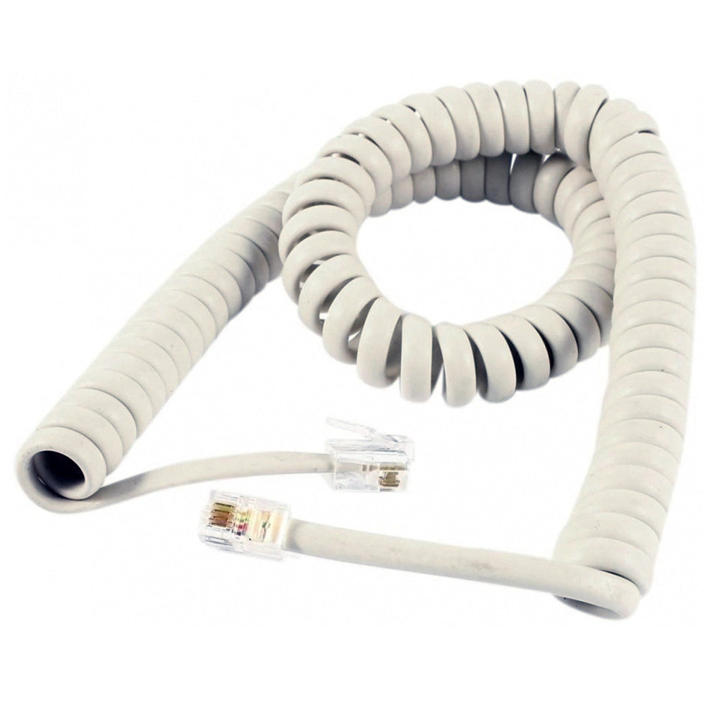 Trade Shop - Set 2pz. Cavi Telefonico Spiralato 3mt Spirale Beige Rj9 4p4c Cornetta Telefono -