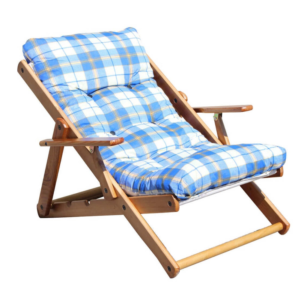 Poltrona Sdraio 3 posizioni con cuscino in Cotone Legno cm 84x60x100 - OZZY