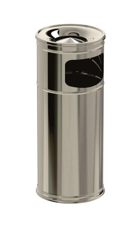 Pattumiera in Acciaio Inox con Posacenere Cromata 20,5 x 60 cm