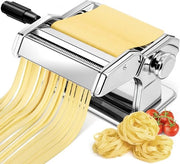 Pastamachine Manuale – Pastamaker in Acciaio Inossidabile con 7 Impostazioni di Diametro – Pastaroller e Taglia Spaghetti, Fettuccine e Lasagne