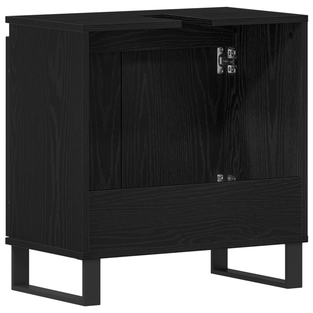 Mobile lavabo bagno  Nero Rovere 58x33x60 cm Legno ingegnerizzato
