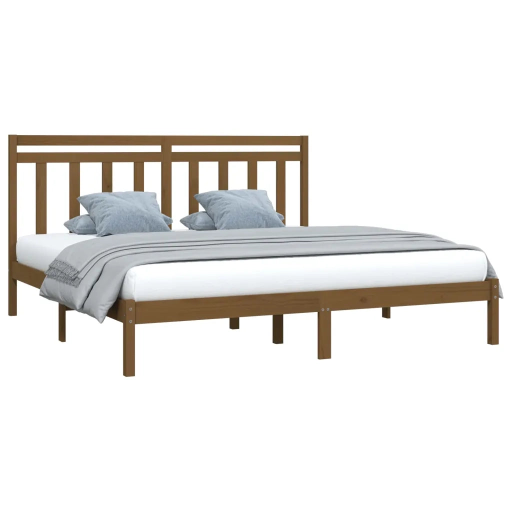 Letto matrimoniale | Letto per adulti | Giroletto senza Materasso Ambra 200x200 Legno Massello