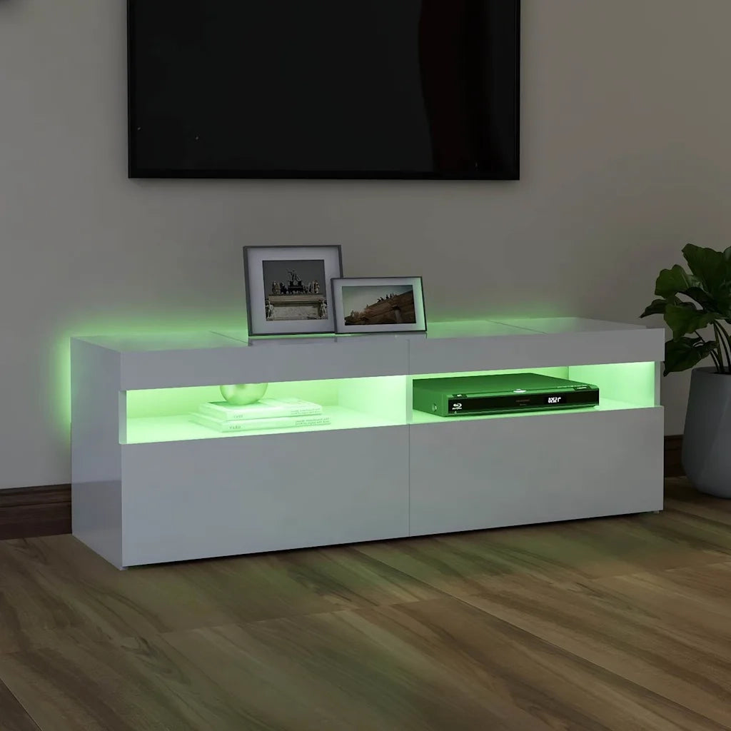 Mobile Porta TV con Luci LED Bianco Lucido 120x35x40 cm cod mxl 53318
