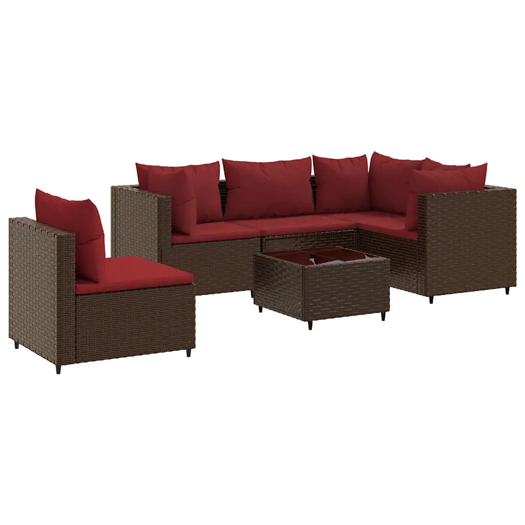 vidaXL Set Mobili da Giardino 6pz con Cuscini in Polyrattan Marrone