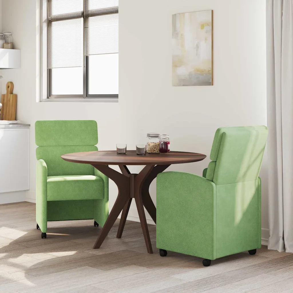Sedie da Pranzo con Ruote 2 pcs Verde chiaro 58 x 65 x 98 cm 42017878