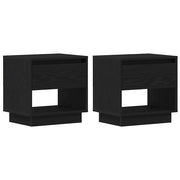 Set di 2 Comodini | Armadio da Notte | Mobiletto da notte Rovere Nero 45 x 34 x 44 cm Legno multistrato