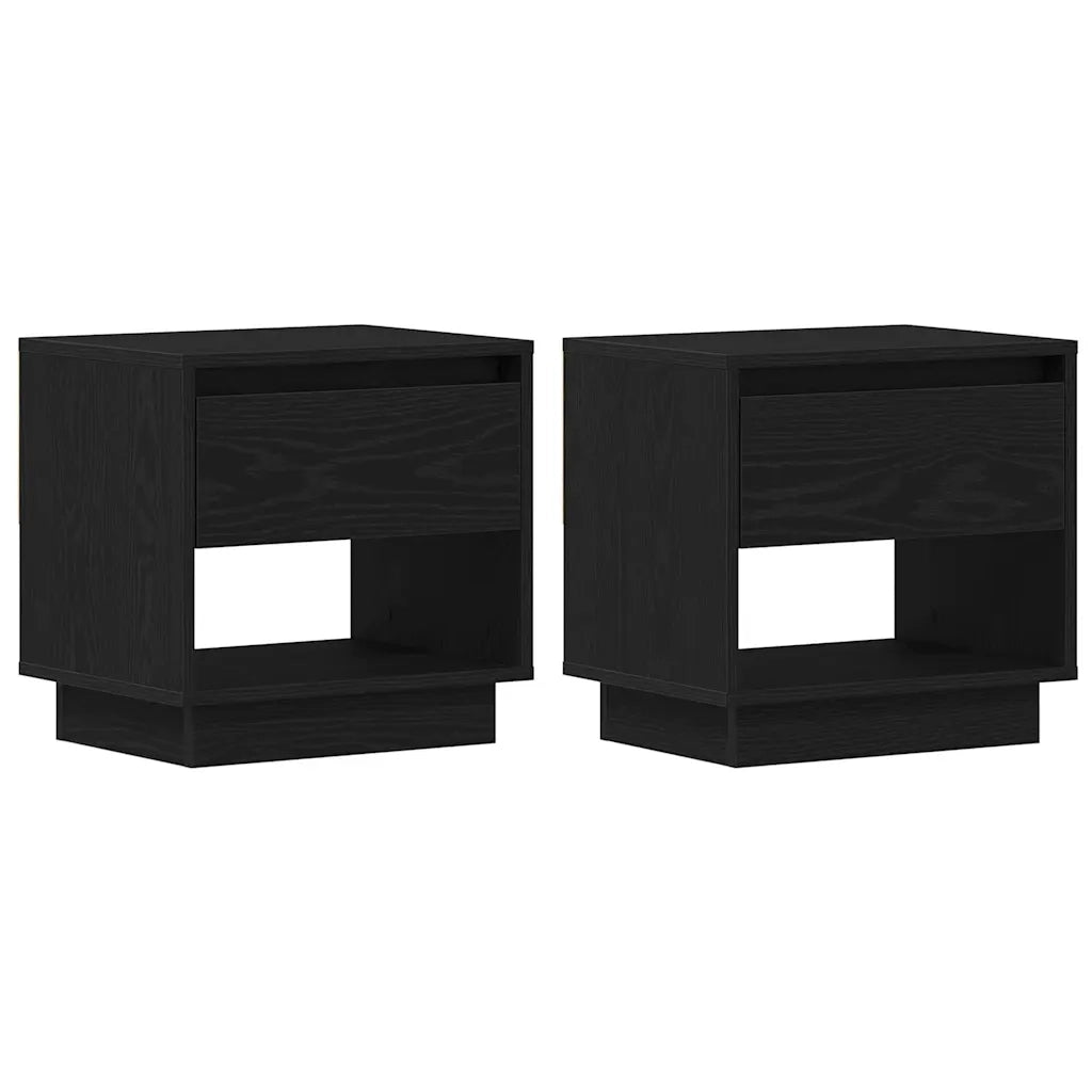 Set di 2 Comodini | Armadio da Notte | Mobiletto da notte Rovere Nero 45 x 34 x 44 cm Legno multistrato