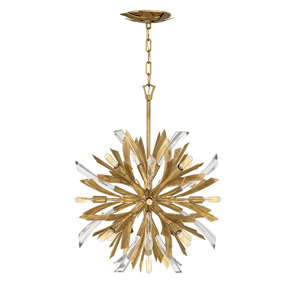 Lampadario Industrial Nordico Vida Acciaio Oro Brunito Piccolo 13 Luci E14