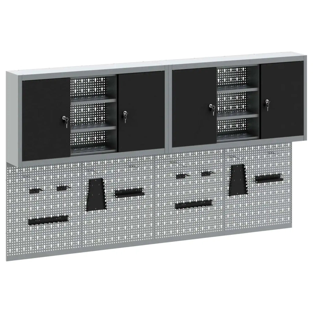 Set di armadi per attrezzi con lo scaffale 6 pcs Nero 3321408