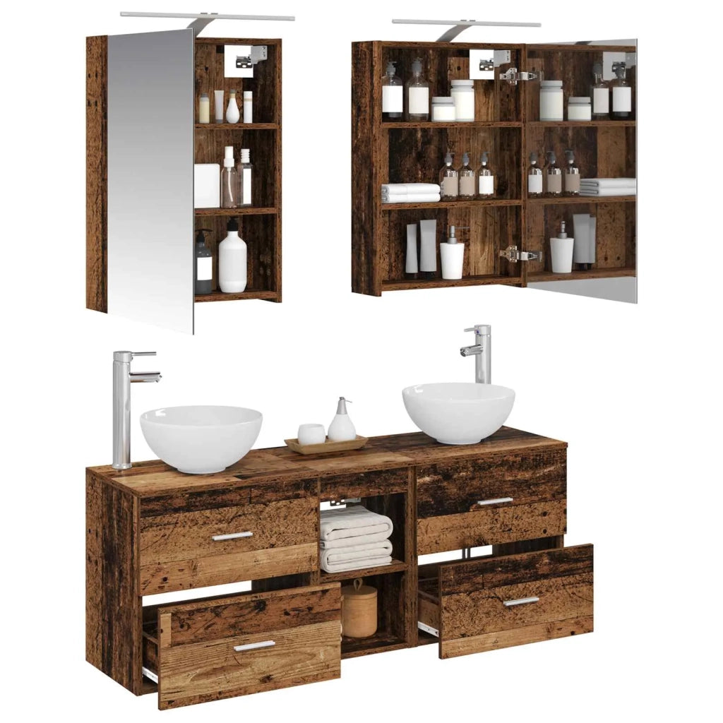 Set di Armadi da Bagno 5 pcs Legno antico 50 x 14,5 x 70 cm 3406677
