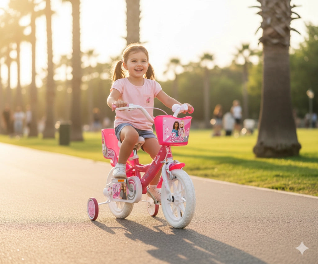 Bicicletta per Bambina 12" 1 Freno Gomme in EVA Barbie Rosa