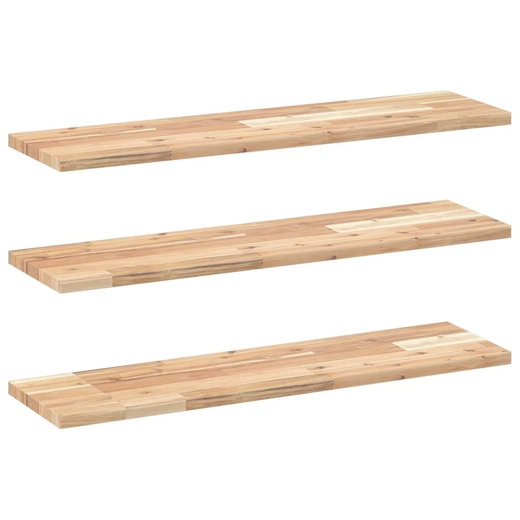 3 pz Mensole da Parete | Scaffali a Parete | Ripiano a parete 80x20x2 cm Legno Acacia Non Trattato