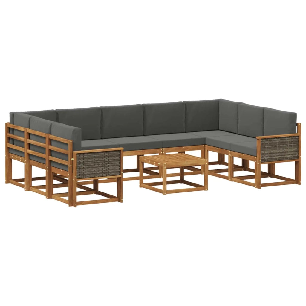 Set di divani da esterno 10 pz Naturale e Antracite 3385548