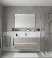 Mobile Bagno LOKI Già Montato 2 cassetti con piedini, lavabo e specchio Combi 100x40 cm