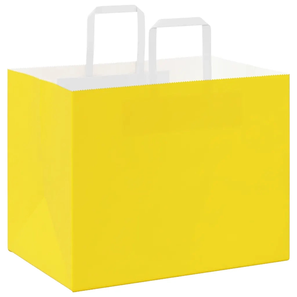 Sacchetti di Carta 250 pz con Manici Gialli 32x22x24 cm 4102015