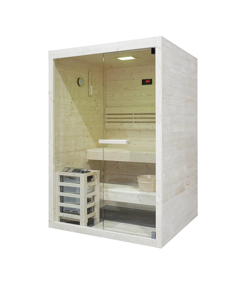 Sauna finlandese da interno 2 persone 130x120cm h200 in legno di abete | Nirva