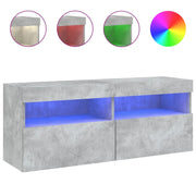 Mobile TV a Parete | Armadietto TV | Mobile Porta TV con Luci LED Grigio Cemento 100x30x40 cm