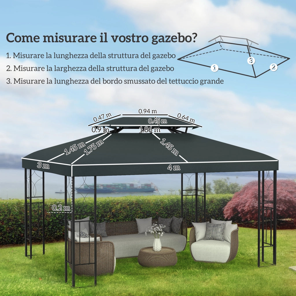 Copertura per Gazebo 4x3 m ¨C zephmum ¨C Grigio Antracite, Poliestere