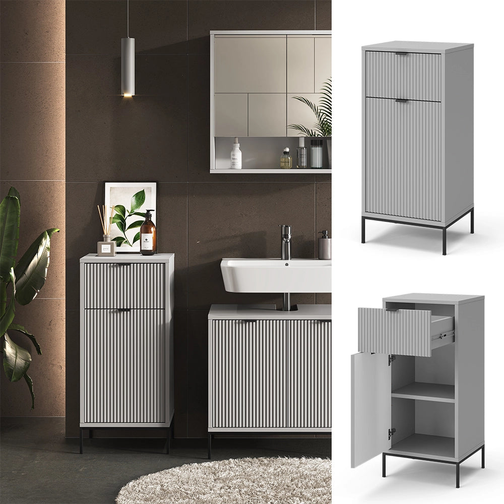 Vicco Mobiletto bagno Grigio 40 x 87 cm con anta e cassetto
