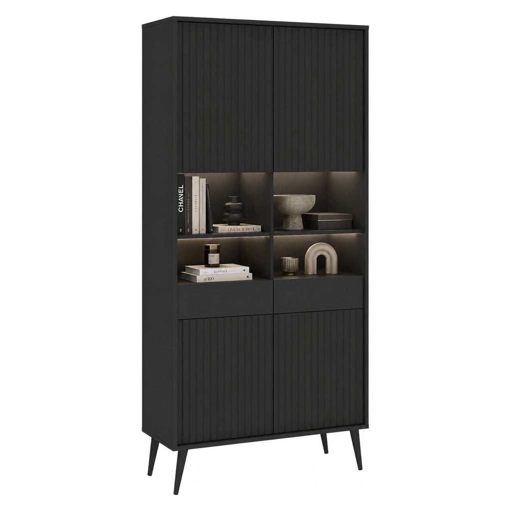 Mobile Espositore Lenega, Vetrina 6 Ripiani, 91x40x193h cm Nero