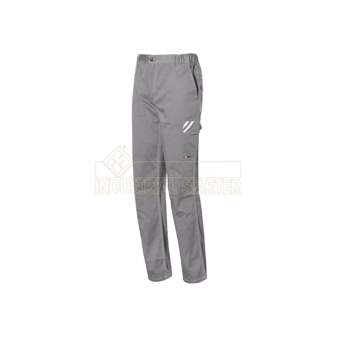 ISSALINE 8036B START Pantaloni da Lavoro Stretch 97% Cotone 3% Spandex 9 Tasche Inserti Riflettenti Cuciture Triple colore Grigio