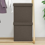 Pouf con Contenitore Pieghevoli 2 pz Marroni in Simil Lino 338774