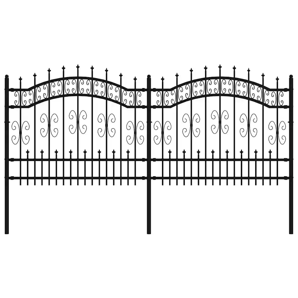 Recinzione da Giardino con Punta a Lancia Nera 140cm Acciaio cod mxl 24044