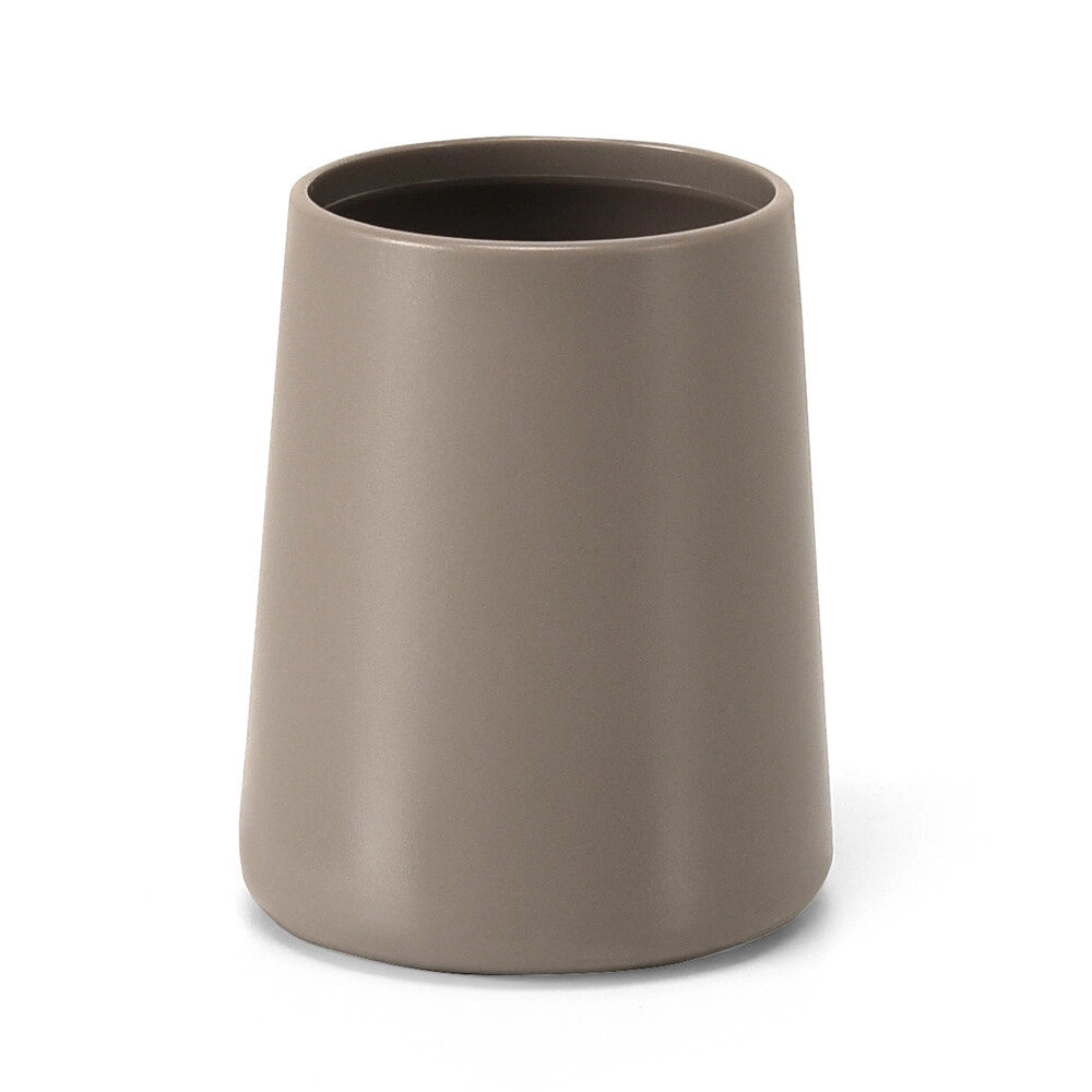 Porta spazzolino tortora design tondo in plastica Pop