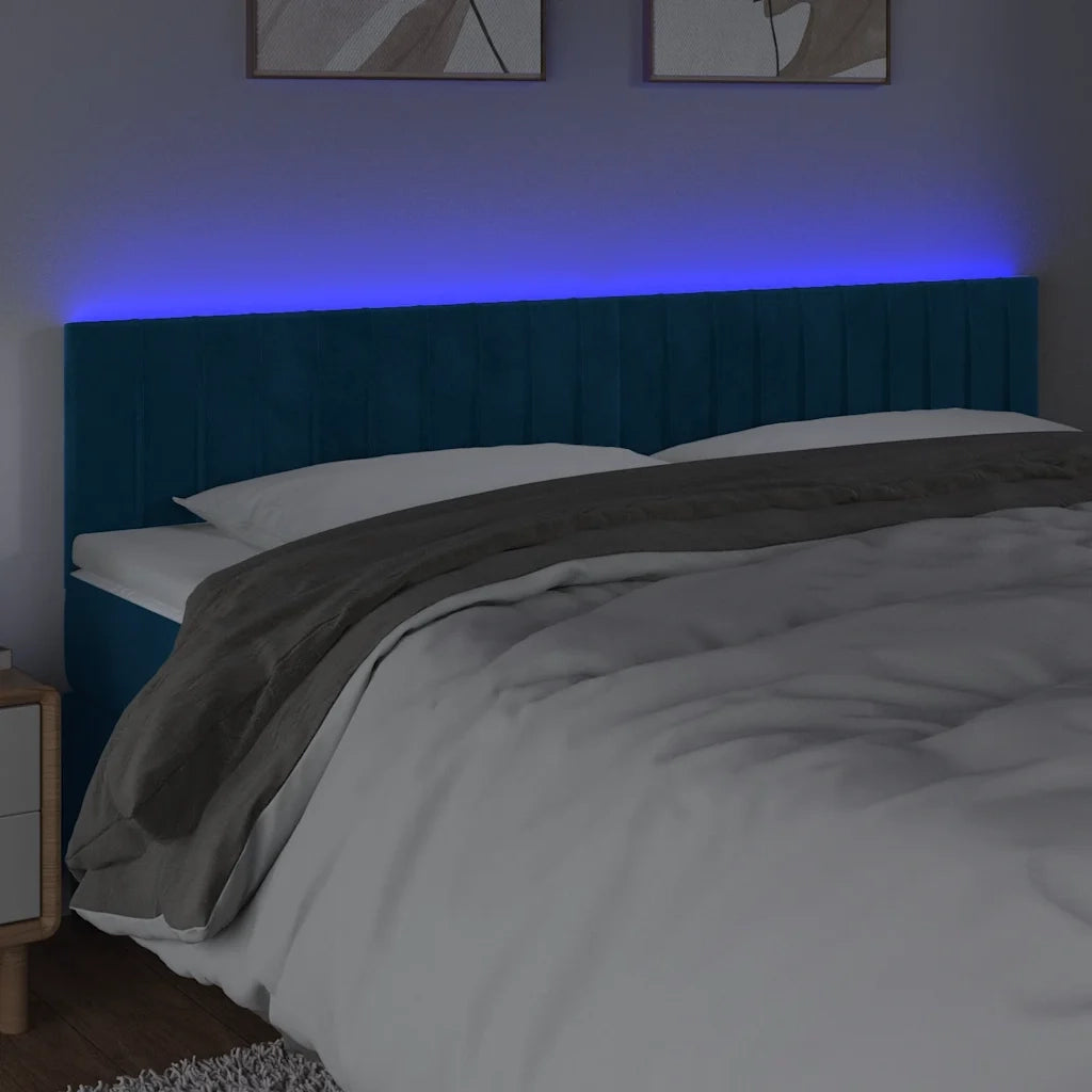 Testiera a LED-Testata con LED Blu Scuro 180x5x78/88 cm in Velluto 156269