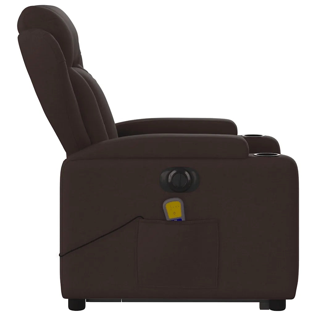 Poltrona Alzapersona Massaggio Elettrica Marrone Scuro Tessuto 3204523