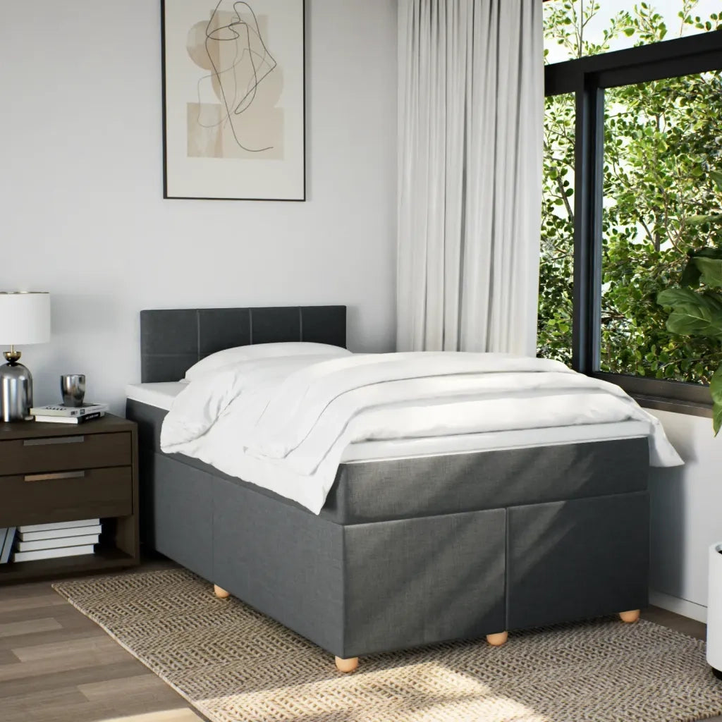Giroletto a Molle con Materasso Grigio Scuro 120x200 cm Tessuto