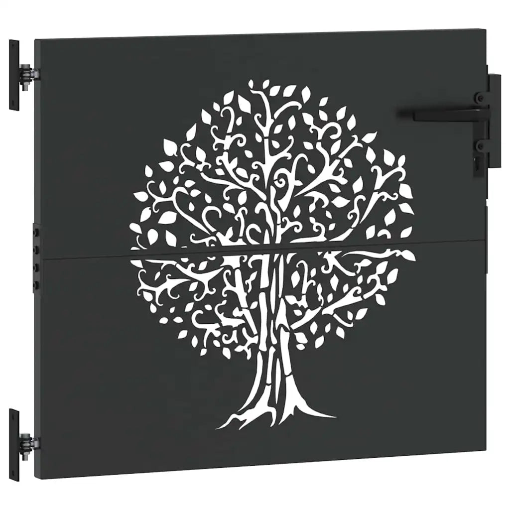 vidaXL Cancello da giardino, Cancello da Giardino 85x75 cm Design Albero in Acciaio Corten