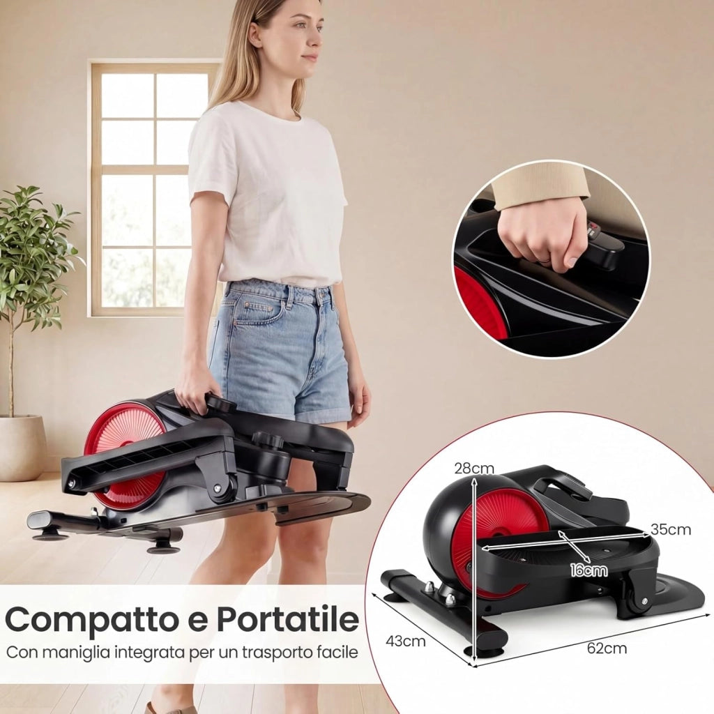 Ellittica sotto Scrivania, Pedaliera Riabilitazione Silenziosa, con Monitor e 8 Livelli di Resistenza Magnetica Regolabili e Display LCD, Mini Ellittica Portatile per Casa e Ufficio