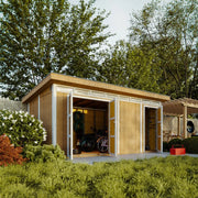 Casetta da Giardino di QUALIT? PREMIUM 8.52+2.95m?²-L530xW279cm - TIMBELA M905C-HARVEST HONEY
