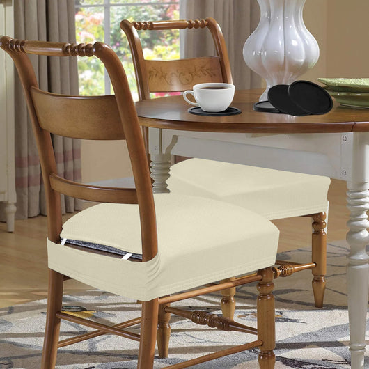 Coprisedia Antimacchia Bielastico Elasticizzato Senza Schienale Proteggi Seduta 2/4/6 Pezzi  Panna - 2 Pezzi