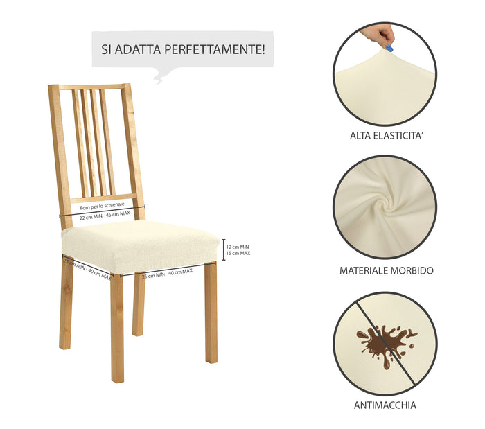 Coprisedia Antimacchia Bielastico Elasticizzato Senza Schienale Proteggi Seduta 2/4/6 Pezzi  Panna - 2 Pezzi