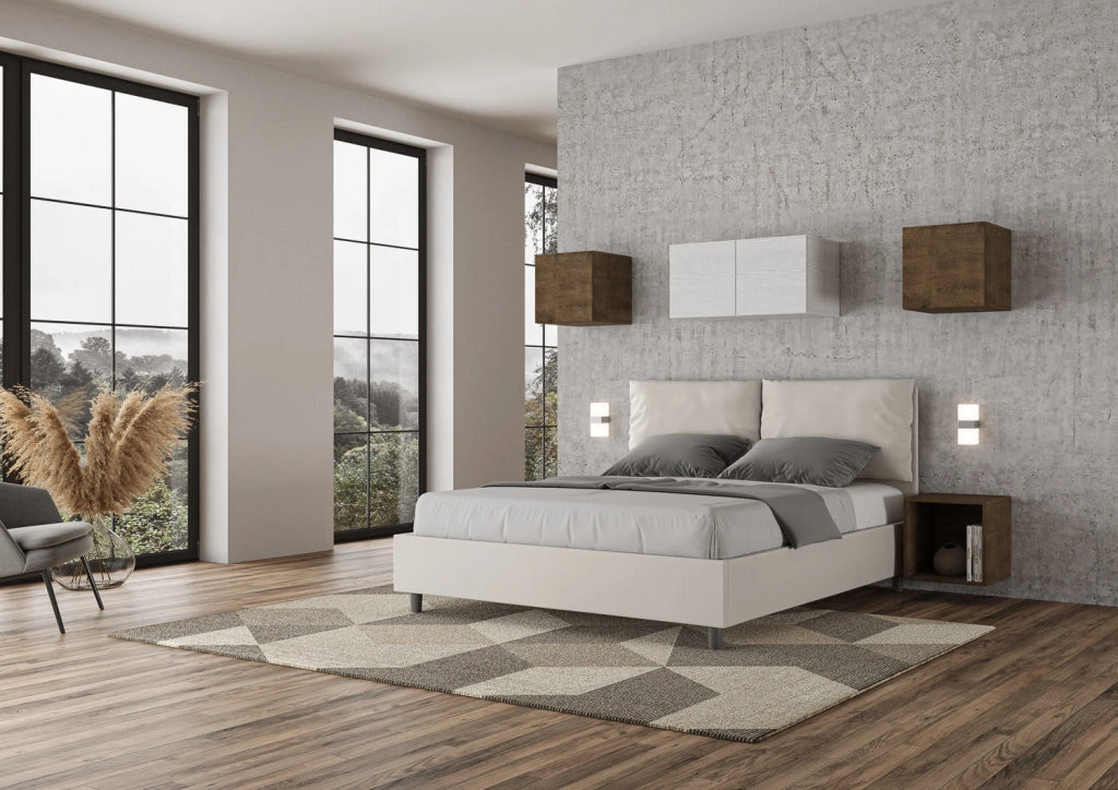 Letto matrimoniale senza rete imbottito 160x200 similpelle cappuccino Antea