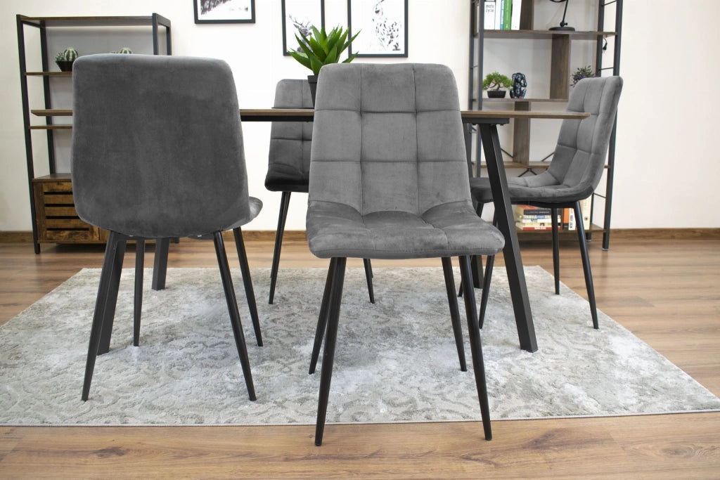 Valora PYRA CHAIR Sedia in velluto grigio scuro dal design moderno per il soggiorno