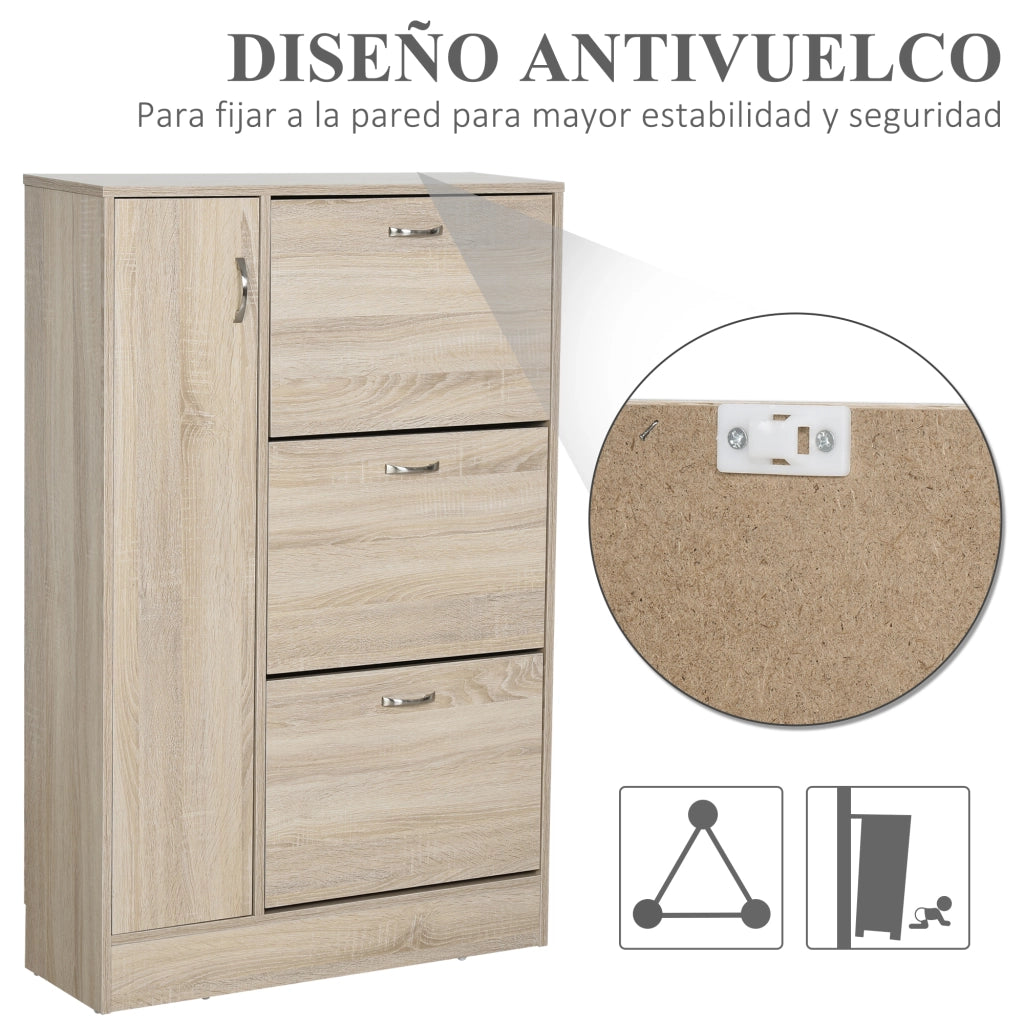Armadio per scarpe 2 in 1 con appendiabiti ¨C zephmum ¨C 79x26x120 cm in legno