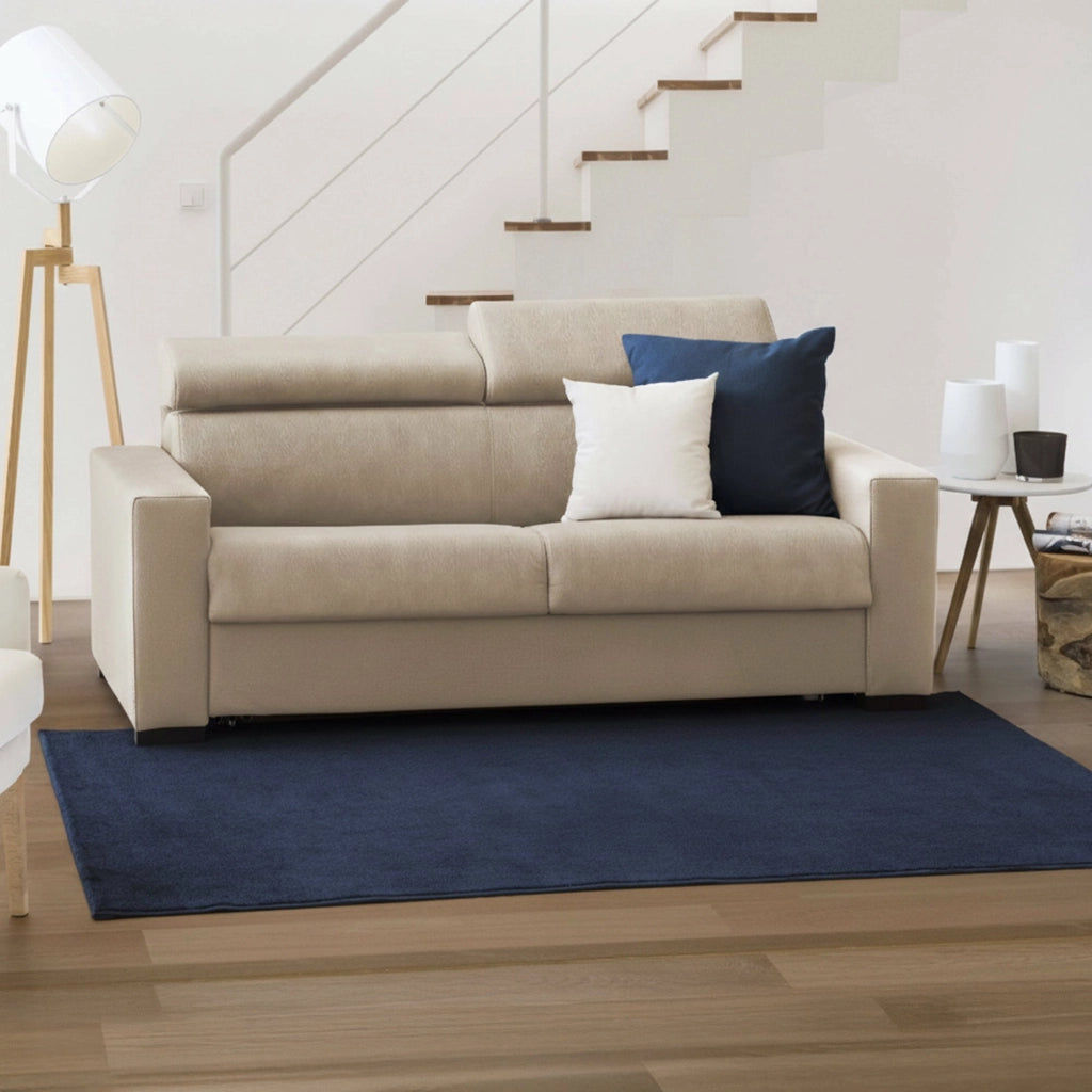 Divano Letto Amalfi, Divano a 2 posti Large, Made in Italy, SofÒ  Soggiorno con apertura girevole, con poggiatesta regolabili e Braccioli standard, cm 200x95h85, Beige