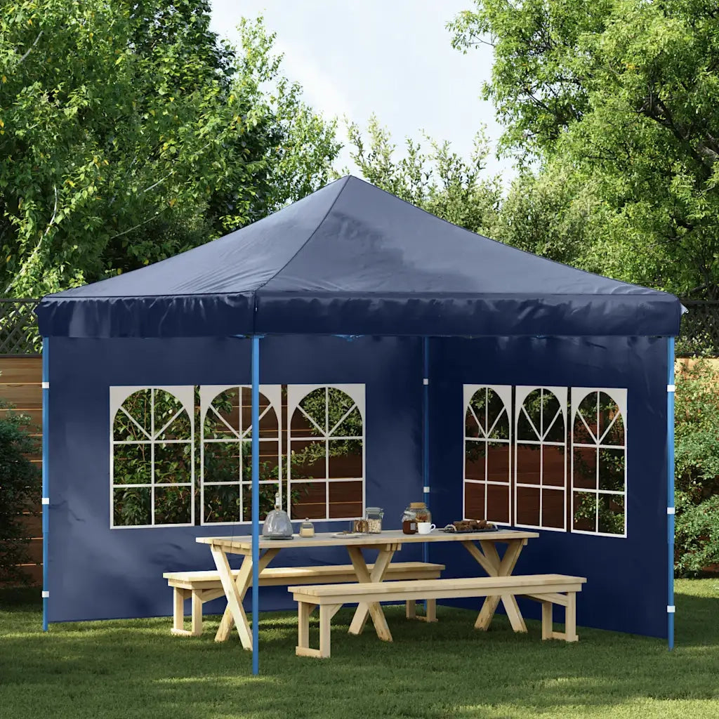 Parete per Tendostruttura 2 pz con Finestra in PE Blu 45115